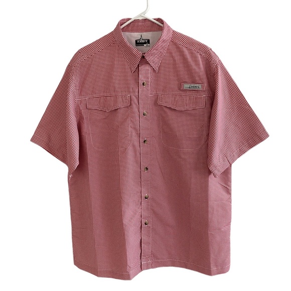 Habit Shirts Habit Fishing Shirt Mens Large Red Dahlia Check Spf 4